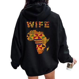Afro Black Wife African Ghana Kente Cloth Couple Matching Women Oversized Hoodie Back Print | Mazezy