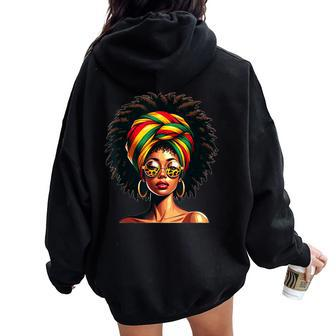 Afro Woman African Melanin Headscarf Nubian Black History Women Oversized Hoodie Back Print - Monsterry