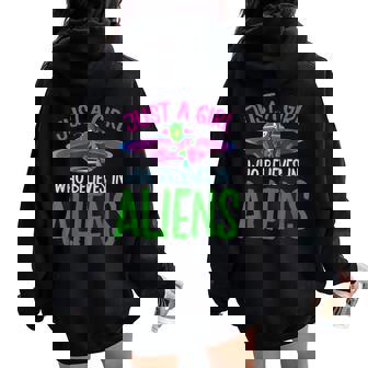 Alien Believer Girls Ufo Extraterrestrial Alien Women Oversized Hoodie Back Print - Thegiftio UK