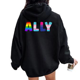 Ally Gay Pride Rainbow Transgender Flag Lgbtq Support Women Oversized Hoodie Back Print - Monsterry AU