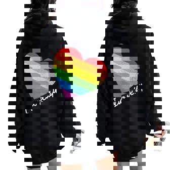 Ally Rainbow Heart Pride Gay Lesbian Queer Csd Party Lgbtq Women Oversized Hoodie Back Print | Mazezy