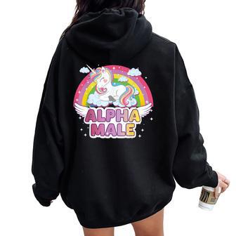 Alpha Male Unicorn Rainbow Ironic Embarrassing Weird Silly Women Oversized Hoodie Back Print - Thegiftio UK