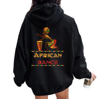 American Afro Girl African Dance Drum Djembe Women Oversized Hoodie Back Print - Monsterry CA