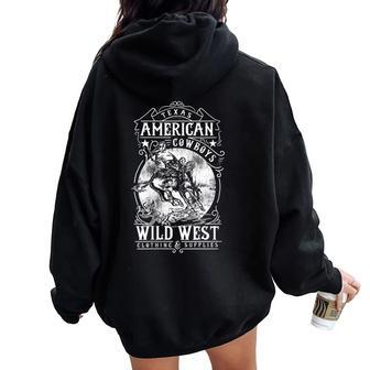 American Cowboys Vintage Graphic Wild West Cowboys Women Oversized Hoodie Back Print - Monsterry