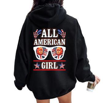 All American Girl Retro Love Heart Trump Usa American Flag Women Oversized Hoodie Back Print - Thegiftio UK