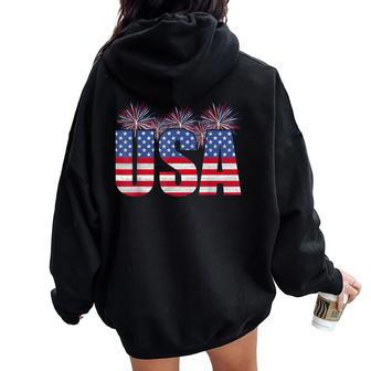 American Patriotic Usa Flag Usa Freedom Women Oversized Hoodie Back Print - Monsterry