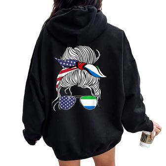 American Sierra Leonean Patriot Flag Girl Leone Grown Women Oversized Hoodie Back Print - Monsterry AU