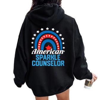 American Sparkle Counselor Rainbow Usa Flag 4Th Of July Women Oversized Hoodie Back Print - Monsterry UK