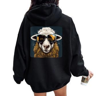 Animals Sheep With Sunglasses For Boys And Girls Women Oversized Hoodie Back Print - Thegiftio UK
