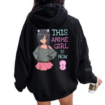 This Anime Girl Is Now 8 Years Old Birthday Girl Kawaii Women Oversized Hoodie Back Print - Thegiftio UK