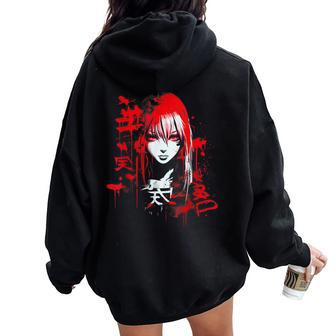 Anime Goth Girl Aesthetic Dark Pastel Edgy Manga Women Oversized Hoodie Back Print - Thegiftio UK