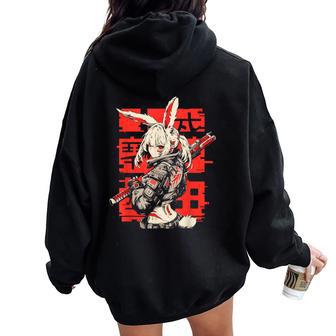 Anime Manga Cyberpunk Aesthetic Techwear Harajuku Bunny Girl Women Oversized Hoodie Back Print - Monsterry