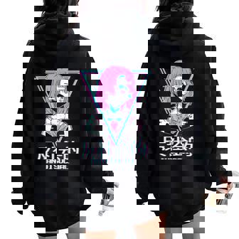 Antisocial Vaporwave Anime Girl Japanese Aesthetic Women Oversized Hoodie Back Print - Thegiftio