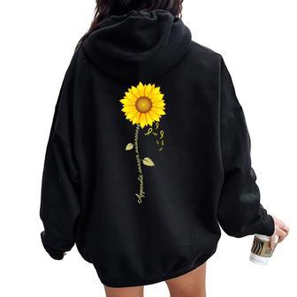 Appendix Cancer Sunflower Amber Ribbon Survivor Women Oversized Hoodie Back Print - Monsterry DE