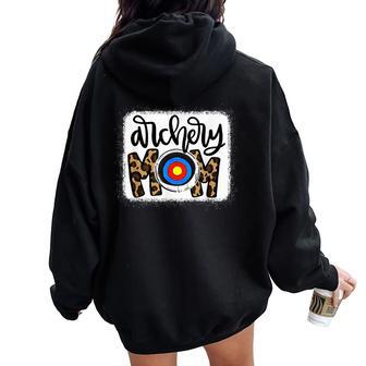 Archery Mom Leopard Archery Mama Women Oversized Hoodie Back Print - Monsterry