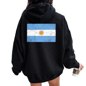 Argentina Flag Argentinian Argentine Athletics Vintage Women Oversized Hoodie Back Print - Monsterry DE