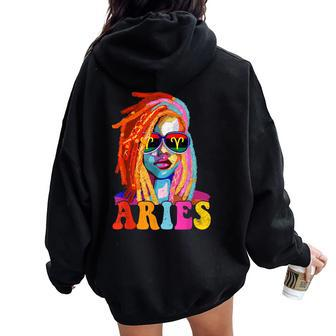 Aries Queen African American Loc'd Zodiac Sign Women Oversized Hoodie Back Print - Seseable