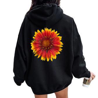 Artistic Orange Yellow Sunflower Women Oversized Hoodie Back Print - Monsterry UK