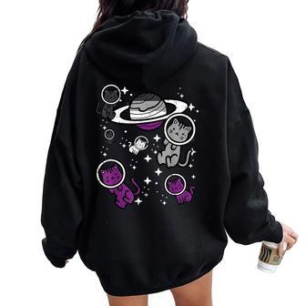 Asexual Cats Planet Ace Pride Flag Lgbt Space Girl Kid Women Oversized Hoodie Back Print - Monsterry AU