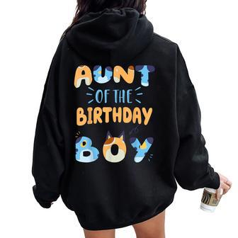 Aunt Of The Birthday Boy Dog Family Party Women Oversized Hoodie Back Print - Monsterry