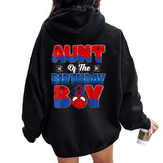 Aunt Of The Birthday Boy Spider Family Matching Women Oversized Hoodie Back Print - Seseable