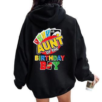 Aunt Of The Birthday Boy Uno Mom Mommy Mama 1St Bday Women Oversized Hoodie Back Print - Monsterry