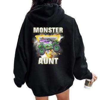 Aunt Monster Truck Are My Jam Truck Lovers Women Oversized Hoodie Back Print - Monsterry