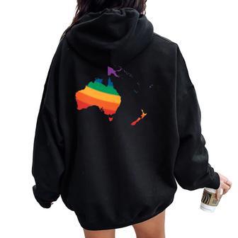 Australia Gay Pride Rainbow Lgbt Colors Flag Women Oversized Hoodie Back Print - Monsterry CA