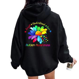 Autism Awareness Accept Understand Love Asd Sunflower Women Women Oversized Hoodie Back Print - Monsterry