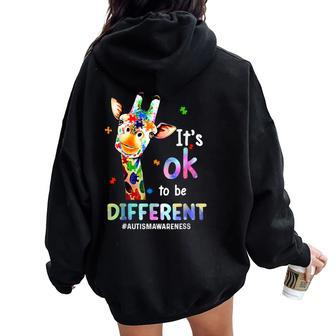 Autism Awareness Acceptance Giraffe Its Ok To Be Different Women Oversized Hoodie Back Print - Monsterry AU