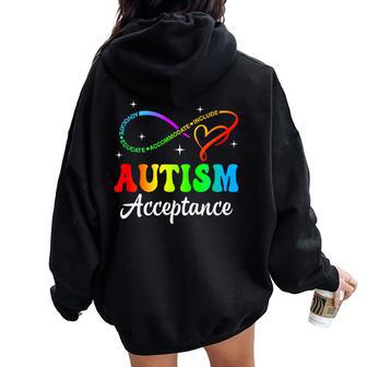 Autism Awareness Acceptance Infinity Symbol Kid Women Oversized Hoodie Back Print | Mazezy