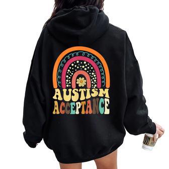 Autism Awareness Acceptance Rainbow Autism Women Oversized Hoodie Back Print - Thegiftio UK