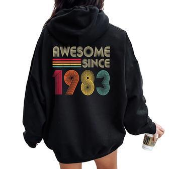 Awesome Since 1983 40Th Birthday Retro Vintage Women Women Oversized Hoodie Back Print - Monsterry UK