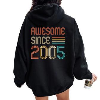 Awesome Since 2005 Retro And Vintage 2005 Birthday Women Oversized Hoodie Back Print - Monsterry UK
