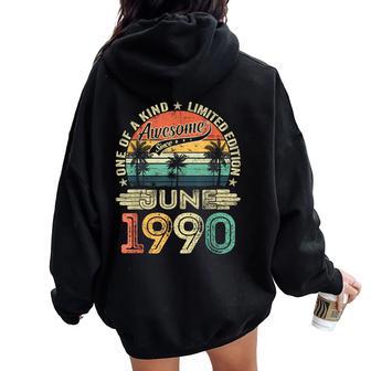 Awesome Since May 1990 Vintage 34Th Birthday Women Women Oversized Hoodie Back Print - Monsterry