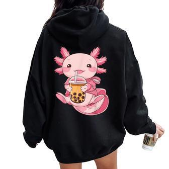 Axolotl Boba Tea Kawaii Cute Anime Lover Boy Kid Girls Women Oversized Hoodie Back Print - Thegiftio UK