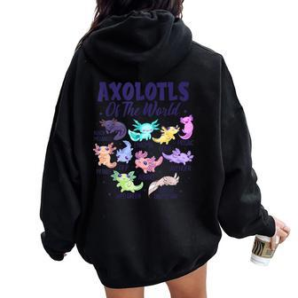 Axolotl Cute Axolotls Of The World Kawaii Girl Boy Kid Women Oversized Hoodie Back Print - Seseable