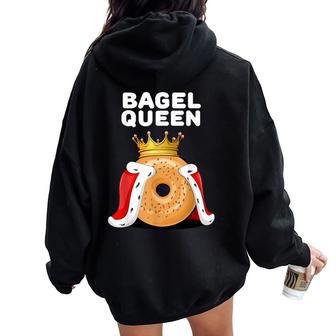 Bagel Queen Bagel Lover Cute Bagel Women Oversized Hoodie Back Print - Thegiftio UK