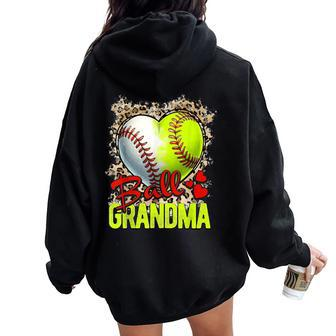 Ball Grandma Softball Grandma Baseball Grandma Women Oversized Hoodie Back Print - Seseable