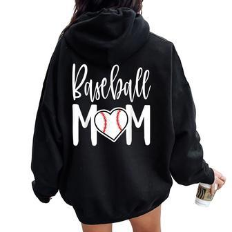 Baseball Mom Heart For Sports Moms Women Oversized Hoodie Back Print - Seseable