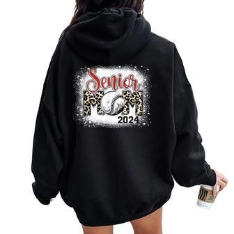 Baseball Senior Mom Leopard Class Of 2024 Women Oversized Hoodie Back Print - Thegiftio UK