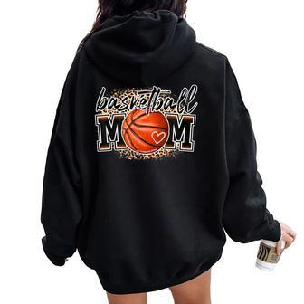 Basketball Mom Leopard Basketball Senior Mom 2023 Mother Day Women Oversized Hoodie Back Print - Seseable