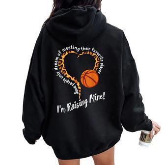 Basketball Mom Raising Favorite Player Leopard Women Oversized Hoodie Back Print - Monsterry DE