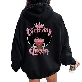 Beautiful Afro Birthday Queen Women Oversized Hoodie Back Print - Seseable