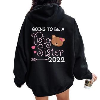 Become Big Sister 2022 Bear Sis Women Oversized Hoodie Back Print - Monsterry