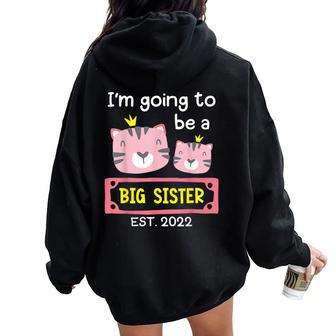 Become Big Sister 2022 Cute Tiger Women Oversized Hoodie Back Print - Monsterry AU