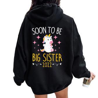 Become Big Sister 2022 Unicorn Women Oversized Hoodie Back Print - Monsterry AU