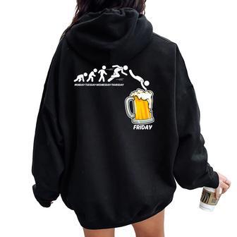 Beer Drinking Novelty Graphic Party For Beer Women Oversized Hoodie Back Print - Thegiftio UK