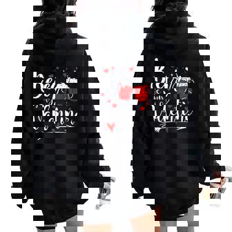 Beer Is My Valentine Day Drunk Cupid Drinking Heart Women Oversized Hoodie Back Print | Seseable UK