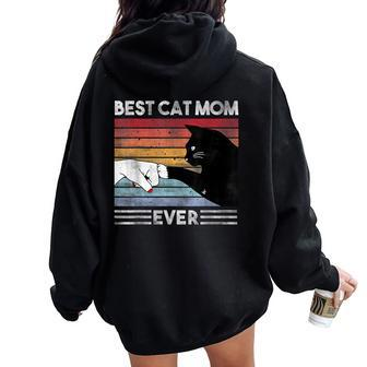 Best Cat Mom Ever Cat Girls Cat Women Oversized Hoodie Back Print - Seseable